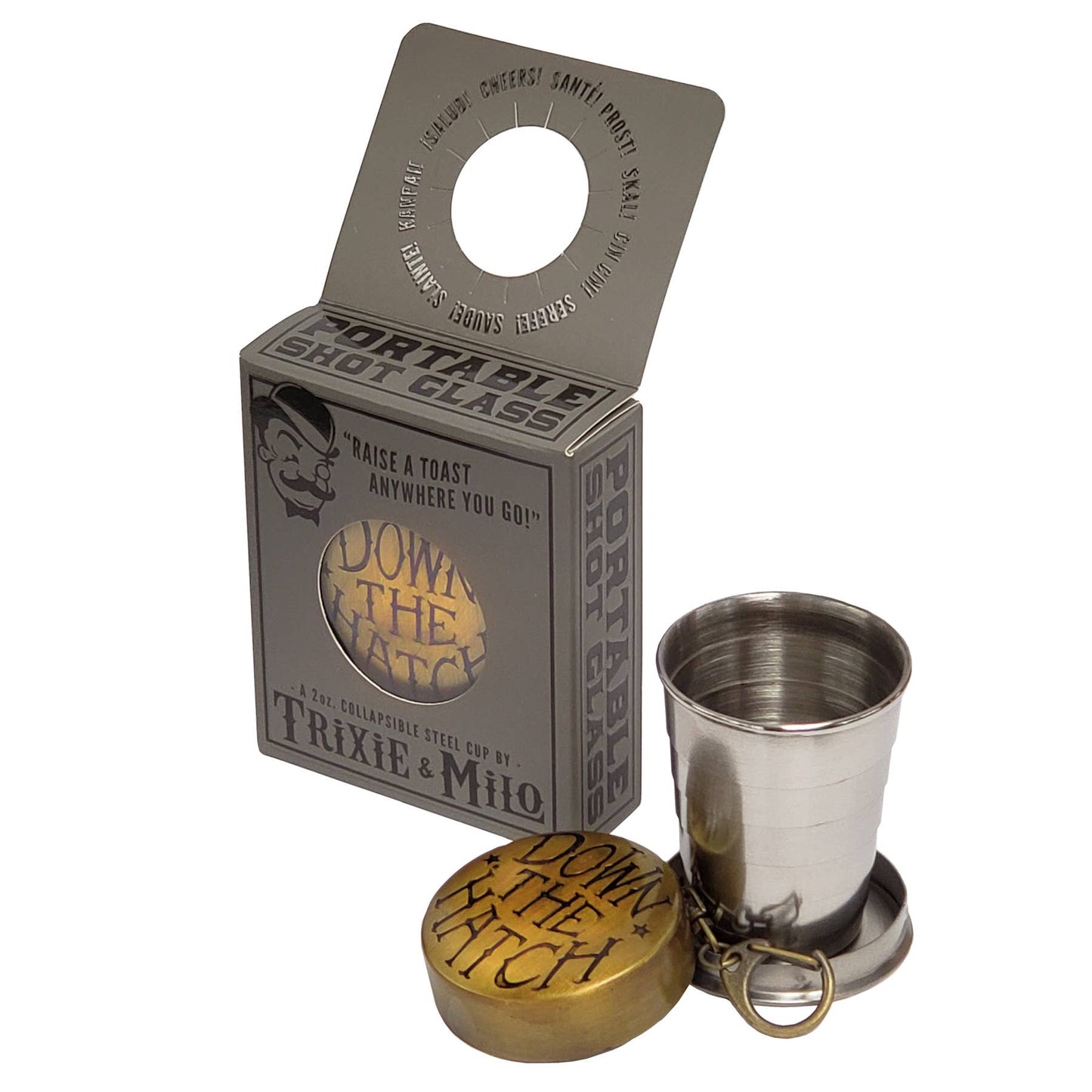 Collapsible Shot Glass, "Down the Hatch" (12 pk.)
