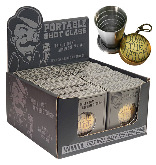 Collapsible Shot Glass, "Down the Hatch" (12 pk.)